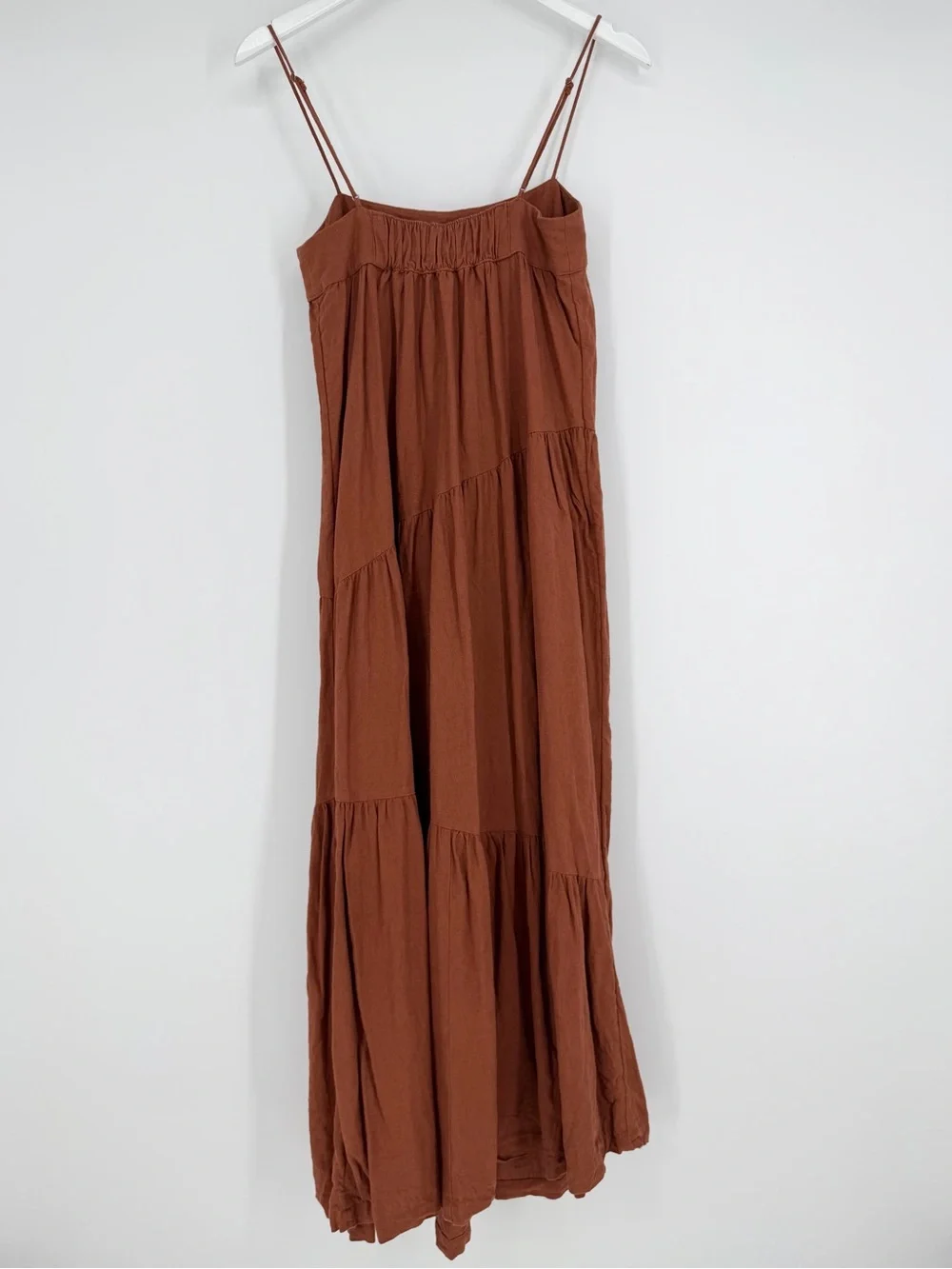 abercrombie and fitch Rust Asymmetrical Tiered Maxi Dress